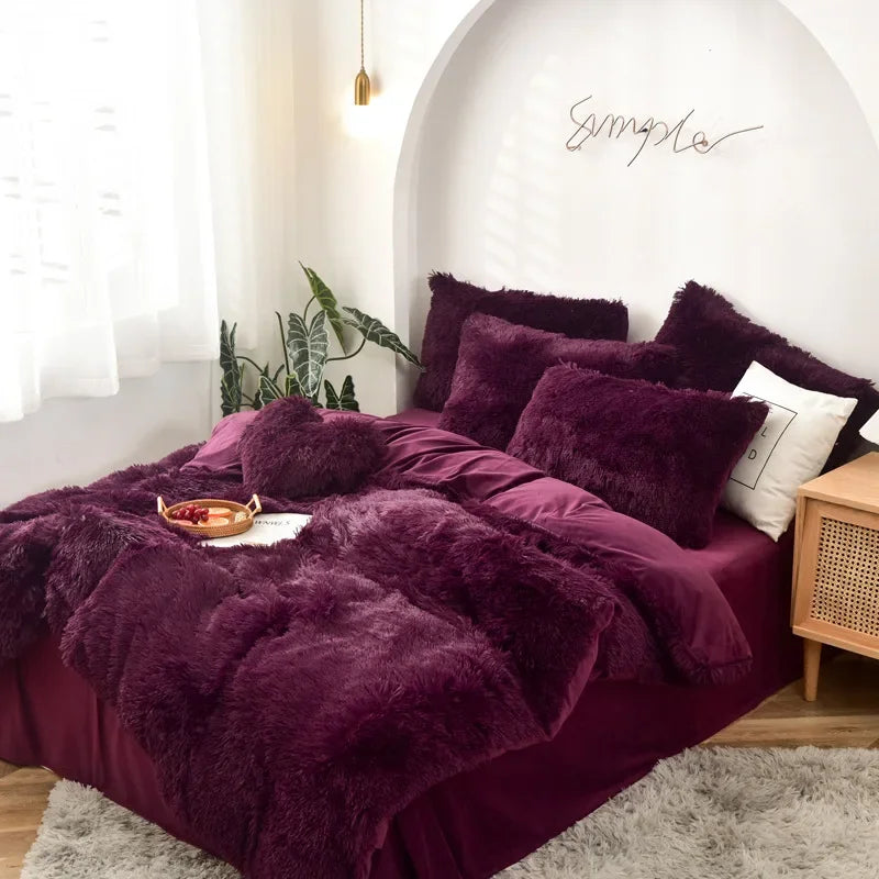 Mink four-piece set, plush crystal duvet set of four