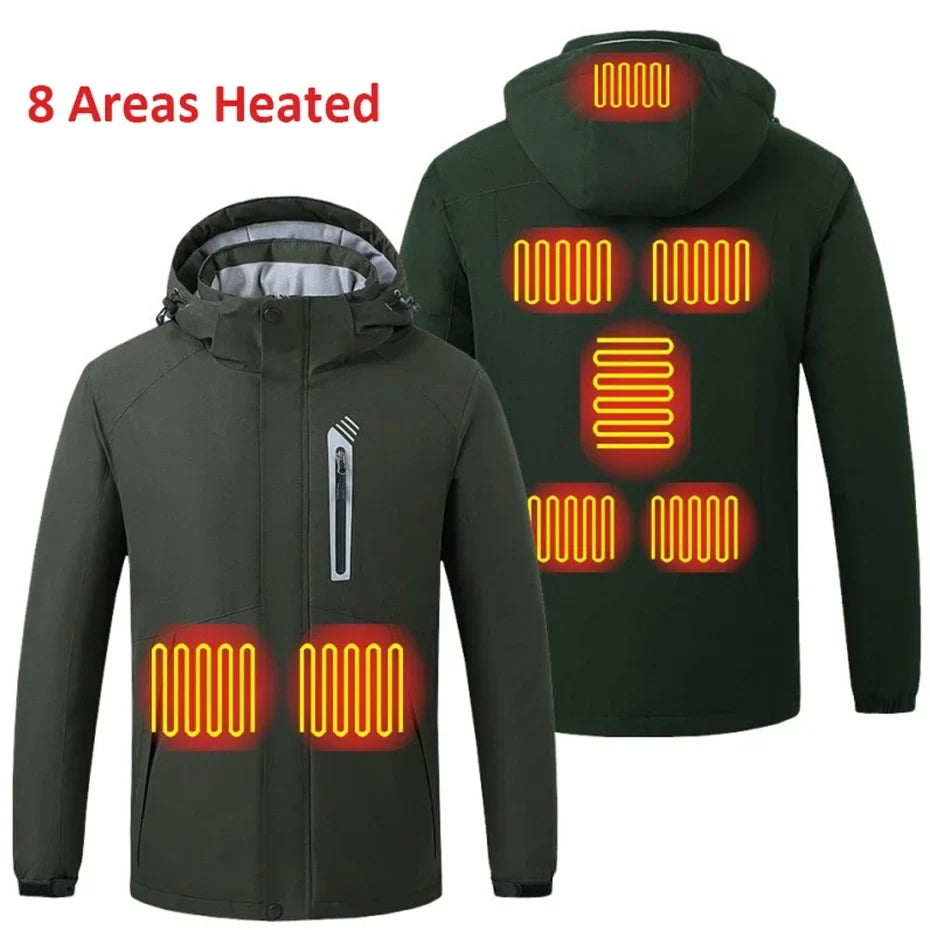Heating Jackets Men Winter Warm Heated Windbreaker 8 Zones Electric Heated Coat Waterproof Coat Plus Size 5XL Outerwear Male