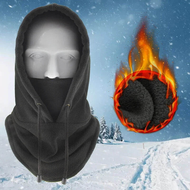 Thermal Fleece Balaclava Hat Hooded Neck Warmer Cycling Face Mask Outdoor Winter Skiing Sport Face Mask Men Cycling Masked Caps