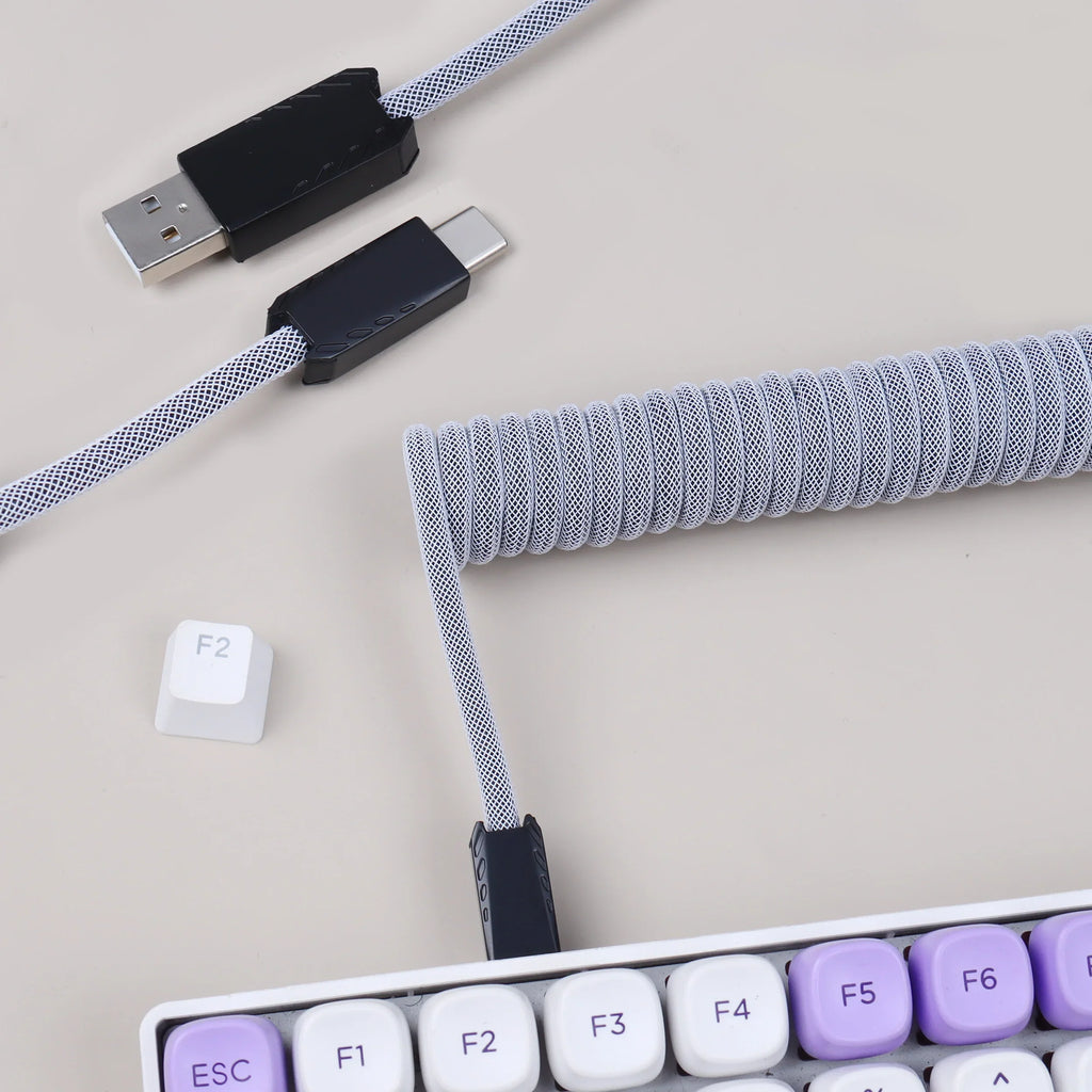 LANO Usb Keyboard Cable FGG Coiled Keyboard Usb Type C Cable Metal Aviator Connector Gaming 00B Usb Keyboard Cable