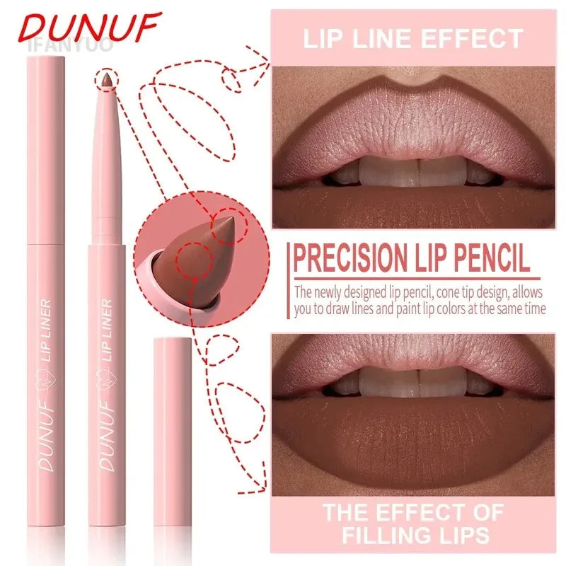 Lip Liner Pencil Long-Lasting Matte Creamy Plumping Lip Stain Waterproof Natural Nude Brown Slim Lip Liner Makeup