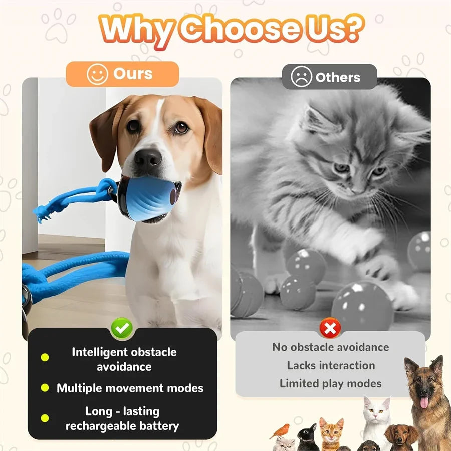 Intelligent Dog Toy Ball Electronic Interactive Cat Toy Usb Automatic Moving Bouncing Ball For Large Medium Dog Holiday Pet Gift
