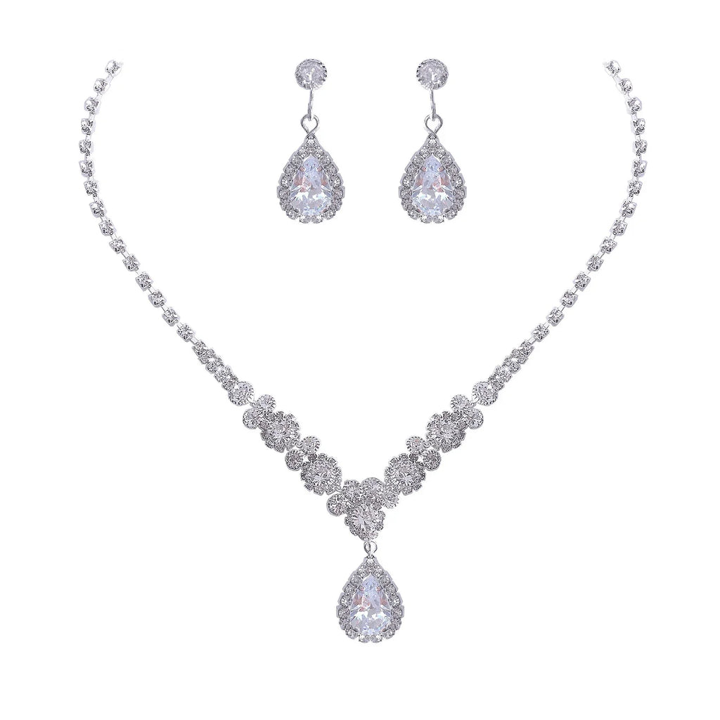 Women's Necklace Earrings Set Zircon Dangle Earrings Set Exquisite Wedding Party Jewelry Set for Anniversary Mother's Day Gift