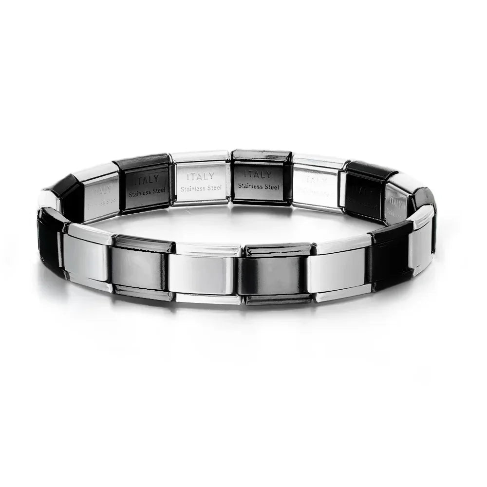 Italian Charm Link for Women Men 9mm Width Silver Gold Color Chain Stainless Steel Bracelet on Hand DIY Making Jewelry Wholesale