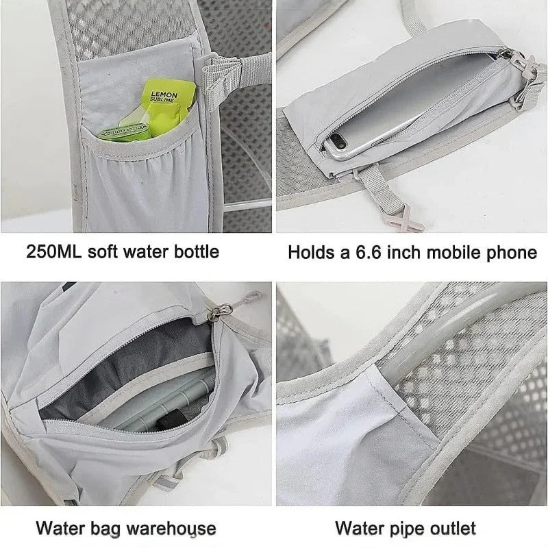 For Marathon trail Running Vest Lightweight Hiking Vest Backpack Reflective Hydration Water Bladderr Pack With Phone Pocket