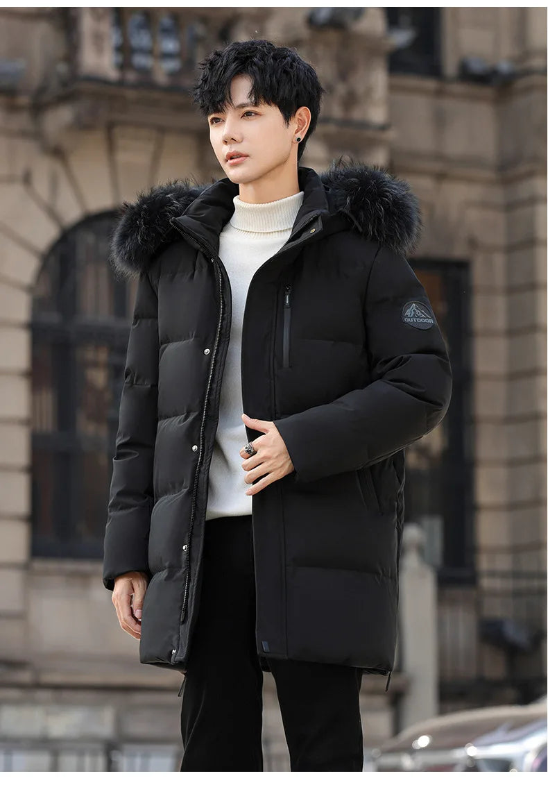 High Brand White Goose Down Jacket Coat Parka Men's Clothing Winter Padded Puffer Jackets Luxury Hooded Padding Outerwear HWY309
