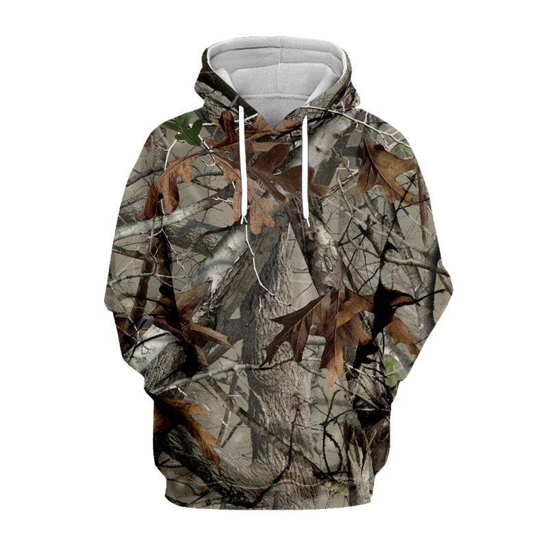 2024 Four Seasons Maple Leaf Camouflage 3D Sports Shirt Men's Fishing Outdoor Camping Hunting Clothing Jacket Men's Hoodie
