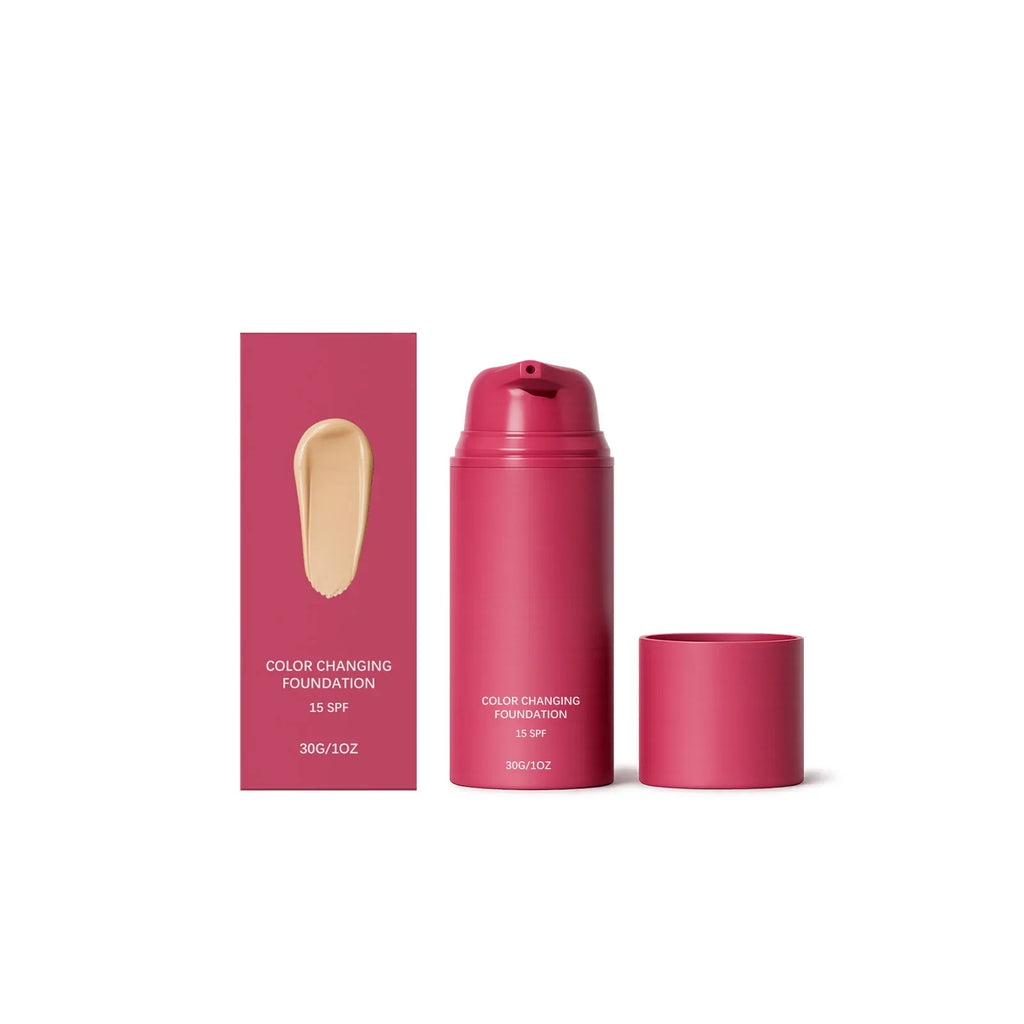 Color Changing Foundation Natural Color Spf15 Sun Protection Makeup Full Coverage Even Skin Tone Lightweight Moisturizing Makeup