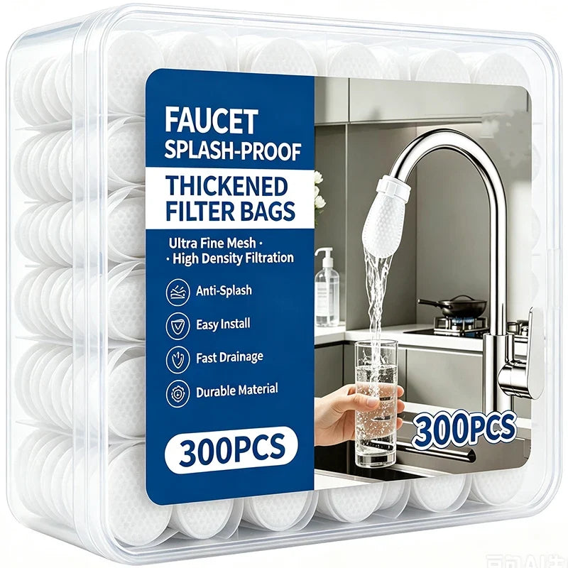 300/30PCS Faucet Filter Cotton Tap Water Filter Bag Faucet Anti Splash Tap Purifier Bag Kitchen Thickened Washable Sediment Bag