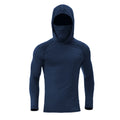 Men's Athletic Hoodie Long Sleeve Fishing Shirts, Upf 50+ Uv Sun Protection, Fitted High Stretch, Built-In Face Mask