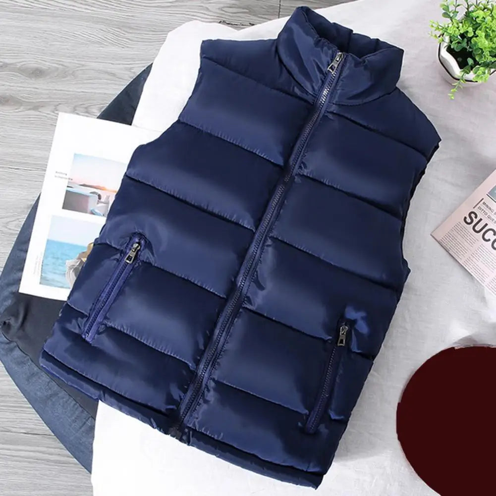Men Vest Jacket Men Slim Fit Stand Collar Sleeveless Puffer Jackets Winter Casual Waistcoat Men Warm Coat Cold Weather Outerwear