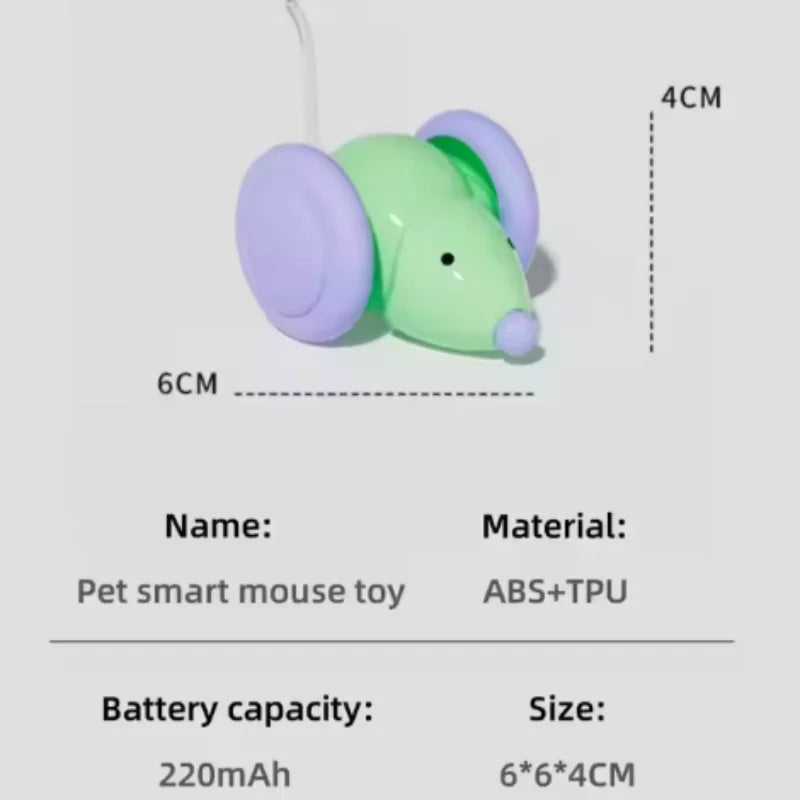 Interactive Cat Toy Electric Mouse Car Automatic Teaser Kitten Pet Toys Rechargeable Intelligent Obstacle Avoidance Cat Car Toy