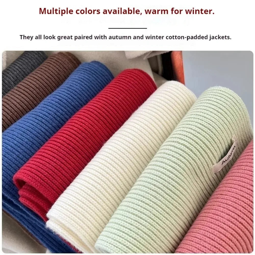 Knitted Winter Scarf Woman Solid Color Hat Scarf Gloves Women's Windproof Adult Three-piece Set Fashion Women's Scarf Hat Set