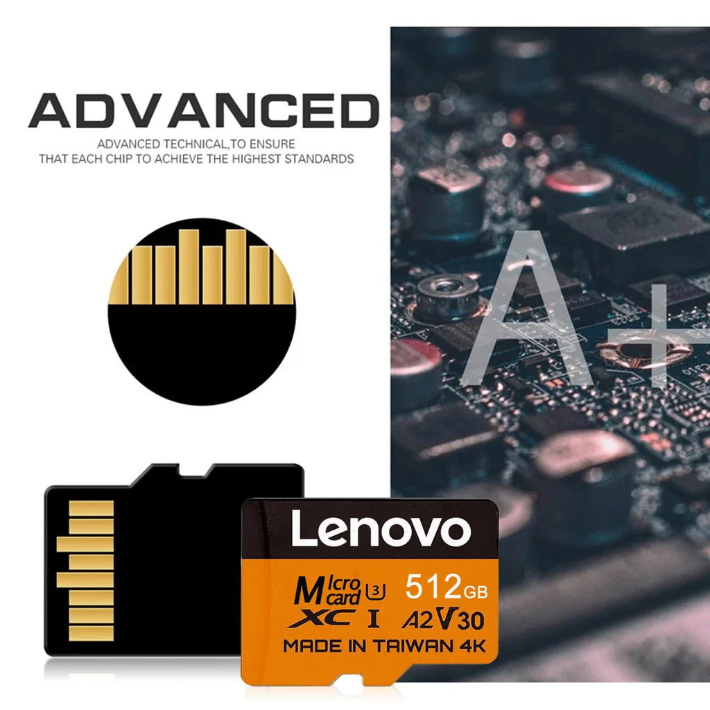 Lenovo High Speed Cartao De Memoria U3 V30 UHS-1 Class 10 Storage Card 1TB 512GB Micro SD Card Flash Cards For Nintendo Switch