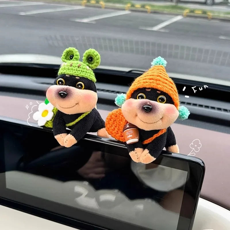 New Car Decor Kawaii Bee Dog Doll Cars Central Control Screen Display Ornaments Screen Decoration Car Interior DecorAccessories