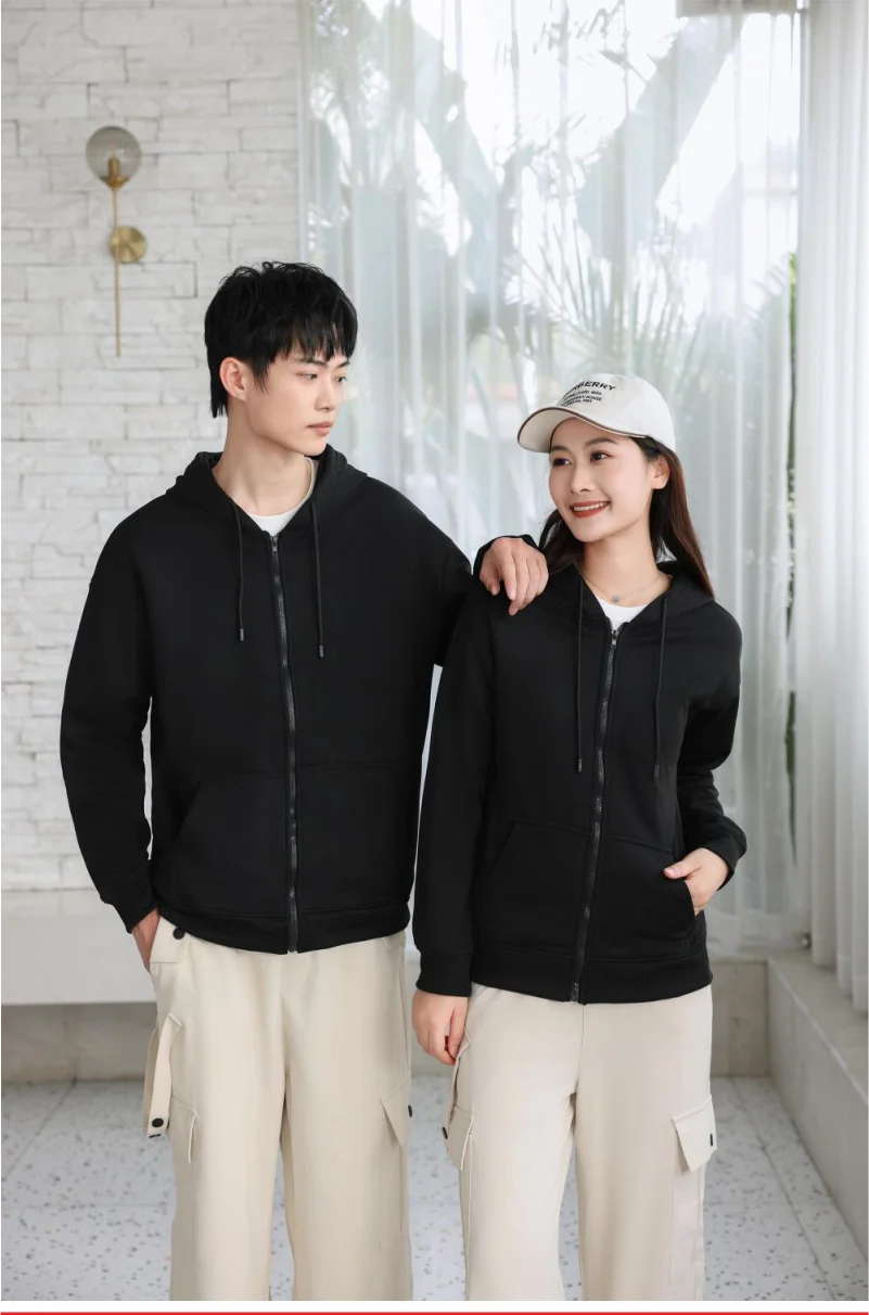 High Quality Velvet Zipper Hoodie Sweatshirt Custom Logo Embroidery Print Personalized Image Company Logo DIY 10 Color KAISING