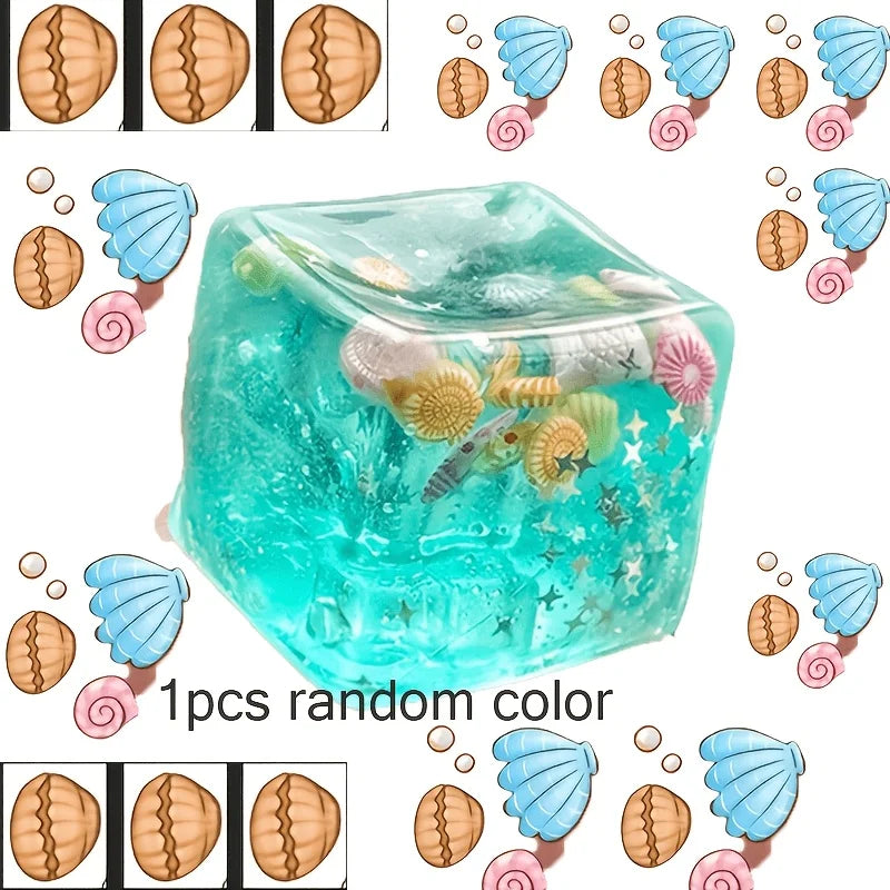 Taba Squishy Stress Balls Cube - Ocean Sensory Fidget Toy Slow Rise Squishy Toys for Kids and Adults Squeeze Relax Gift