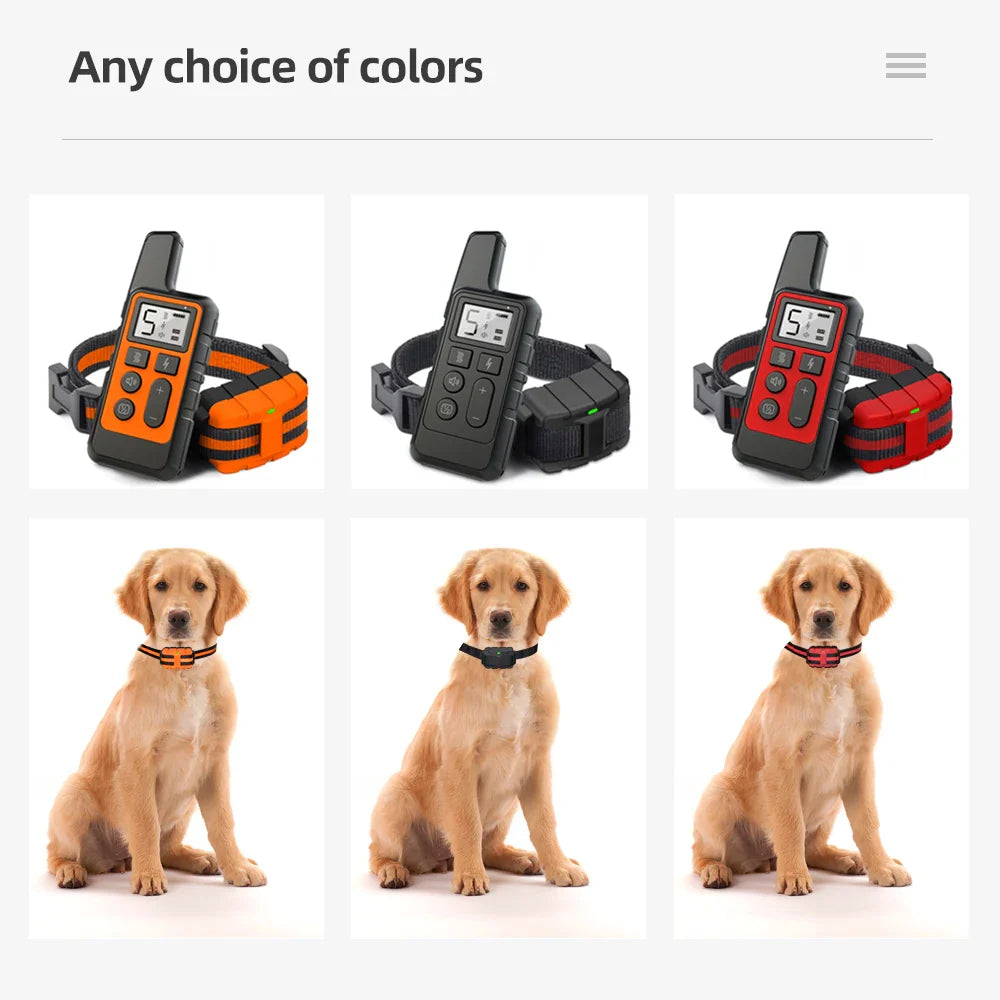 Electric Dog Training Dog Shock Collar Device Waterproof Remote Control Anti Barking Rechargeable Sound Vibration Dogs Collar
