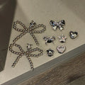 New Pearls Bowknot Shoes Charm Set 2026 Punk Heart Flowers DIY Shoe Accessories Ballet Style Silver Detachable Shoe Buckle Decor