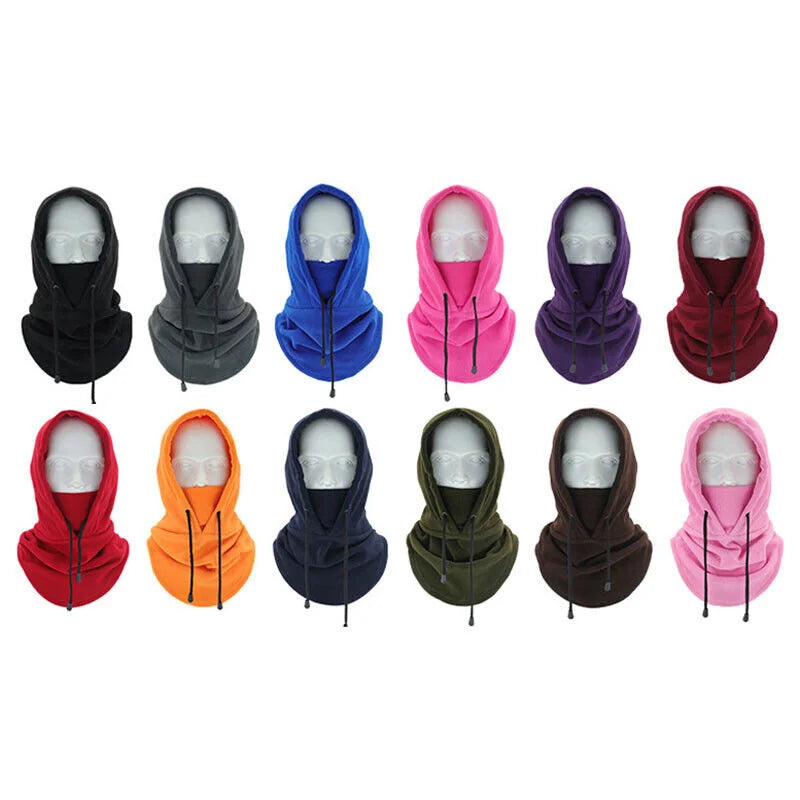 Thermal Fleece Balaclava Hat Hooded Neck Warmer Cycling Face Mask Outdoor Winter Skiing Sport Face Mask Men Cycling Masked Caps