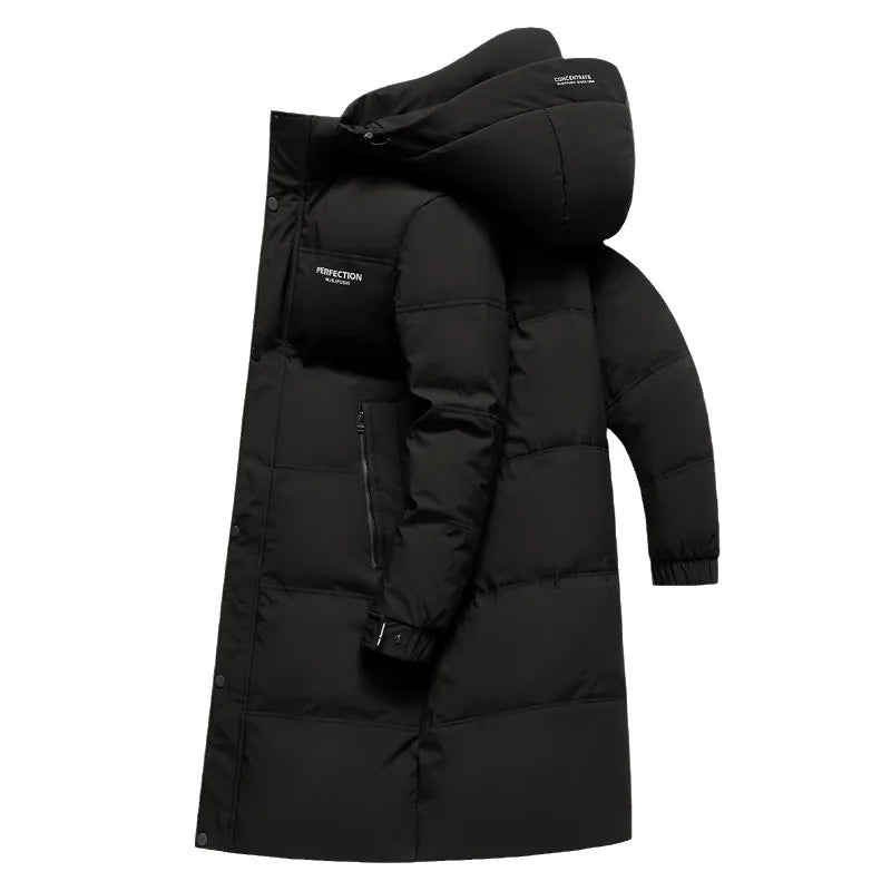 Winter Luxury Brand Men's Down Jacket Coat Parkas Padding Warm Puffer Jackets Long Man Jacket Knee Length Thickened Hooded HXY02