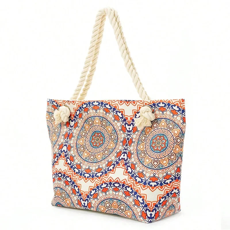 Boho Style Geometry Large Capacity Women Handbags Multifunctional Handbags Shoulder Tote Bags Swimming Storage Bag Beach Bag