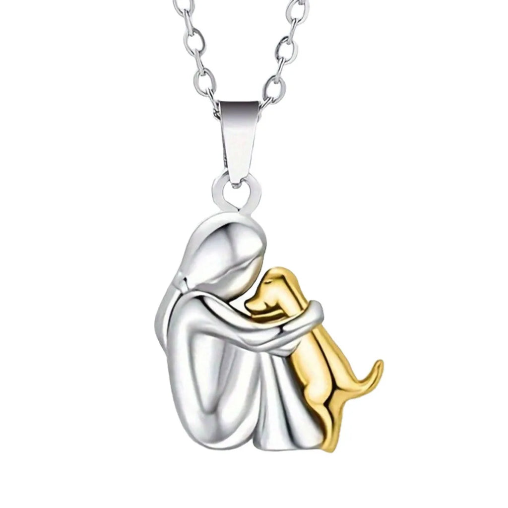 Girl Dog Pendant Necklaces, Stainless Steel Necklace Women, Minimalism Style Jewelry Accessories Chain