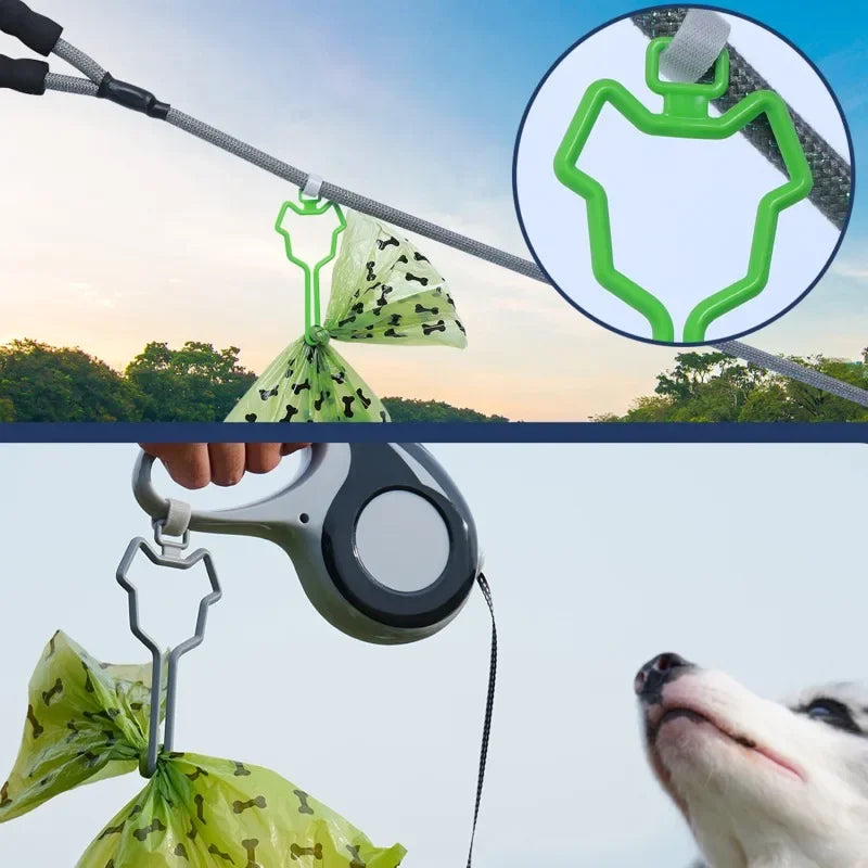 Dog Poop Bag Holder Pet Waste Carrier Clip Hands-Free Dog Leash Dispenser Outdoor Walking Puppy Poop Bags Clip Easy To Carry