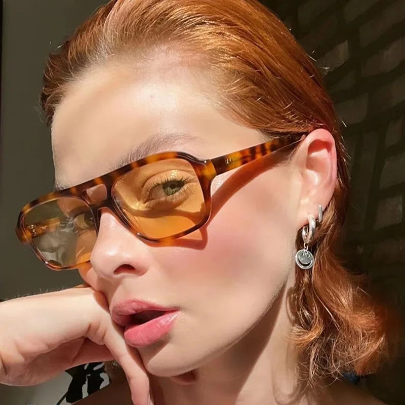 Hiking Camping 2024 New Double Beam Anti Light Glasses Personalized Small Frame Retro Glasses Y2K UV400 Outdoor Glasses Female