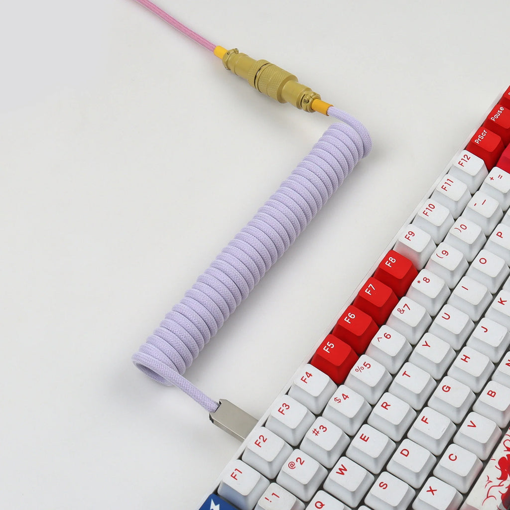 LANO USB-C to Type-C Coiled Cable Gamer Keyboard Custom Coil Type USB C Cable With Detachable Pilot Connector