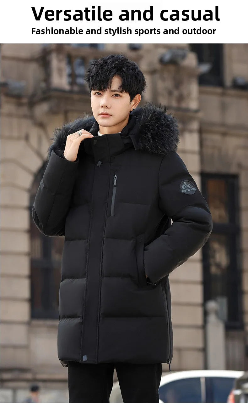 High Brand White Goose Down Jacket Coat Parka Men's Clothing Winter Padded Puffer Jackets Luxury Hooded Padding Outerwear HWY309