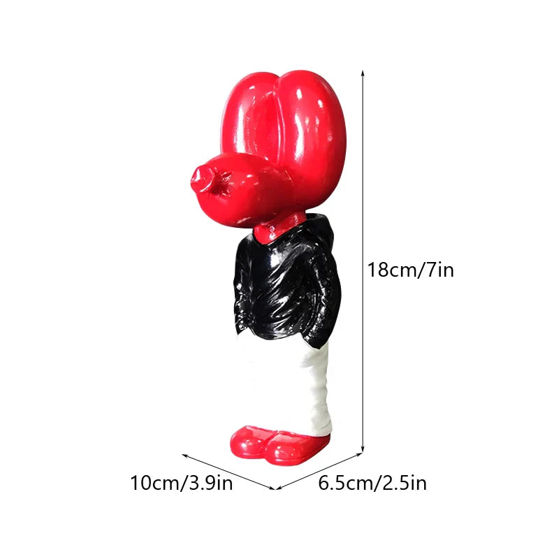 NORTHUEINS 18cm Resin Balloon Dog Sculptures Statue Street Culture Figurine Creative Animal Dolls Home Desktop Decor Accessories