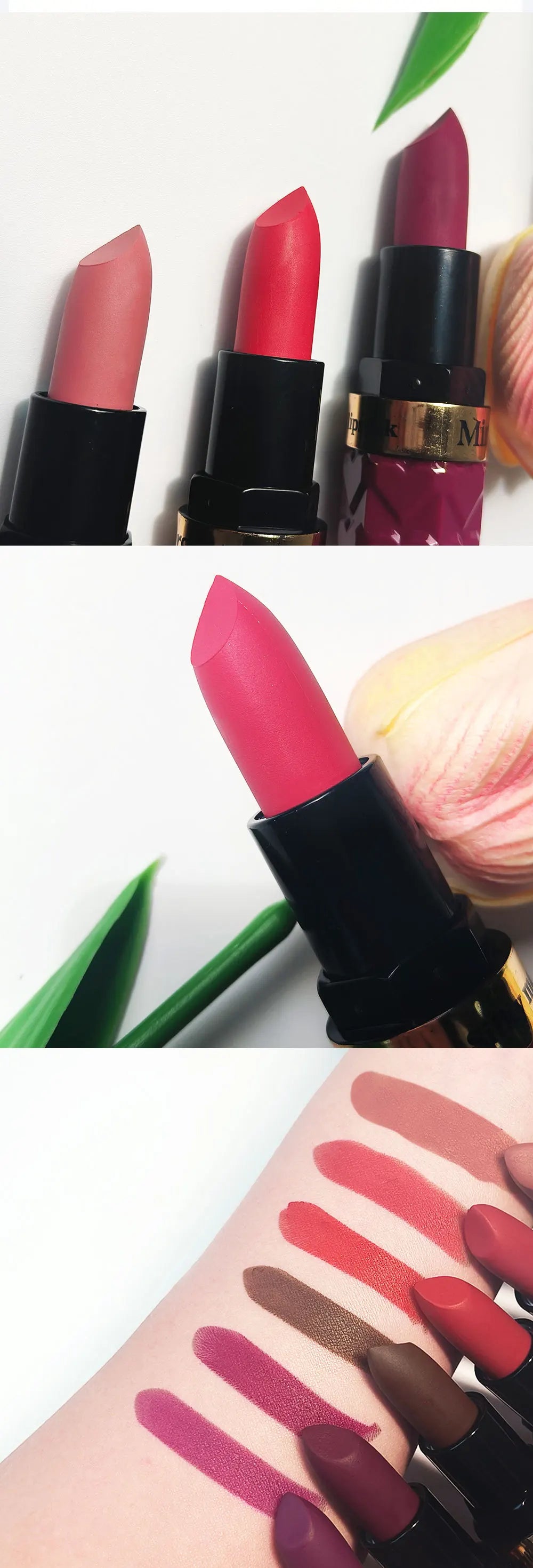 Matte Lipstick Nude Peach Brown Cherry Shades Velvety Smooth Long-Lasting Rich Pigment Waterproof Non-Stick Cup Lip Stick Makeup