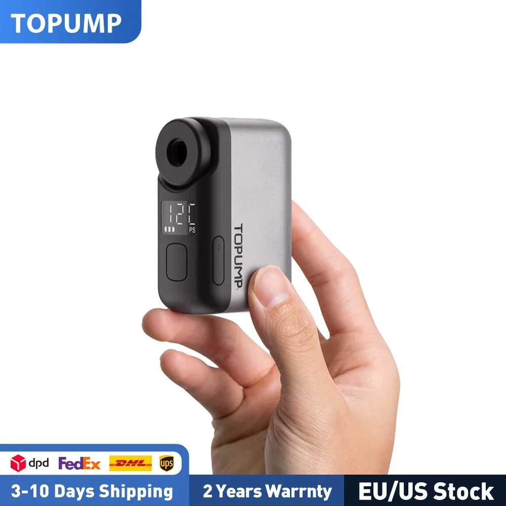 TOPUMP TB2 PRO Electric Mini Portable Pump for Bike Cordless Tire Inflator 120PSI Max 450mAh Battery with Display Fast Charging