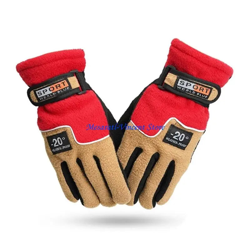A70F Winter Warm Thermal Motorcycle Gloves Fleece Mittens For Women Men Snow Sports Hiking Back Windproof Lightweight