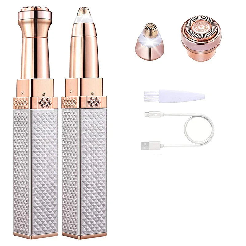 Women's Electric Eyebrow Trimmer Rechargeable Hair Removal Shaving Lip Bikini Lady Shaver Remover Body Facial Nose Epilator