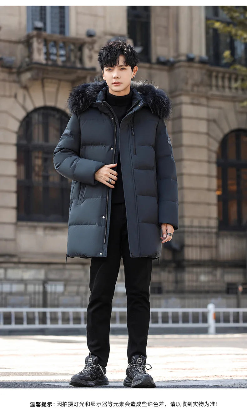 High Brand White Goose Down Jacket Coat Parka Men's Clothing Winter Padded Puffer Jackets Luxury Hooded Padding Outerwear HWY309