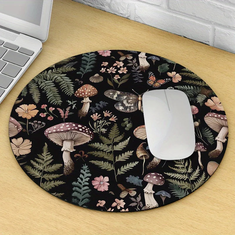 Round Forest Plant Mouse Pad Rubber Non-Slip Office Keyboard Mat Desk Pad Gamer Setup Decoration Playmat Desktops Desk Organizer