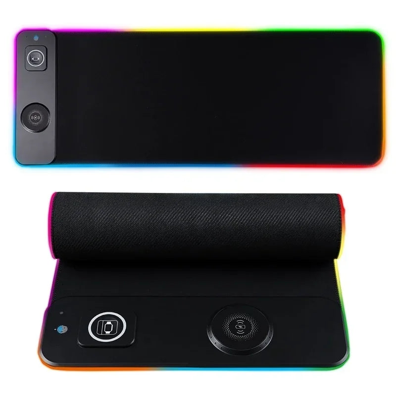 RGB Mouse Pads 3-In-1 Magnetic Wireless Charging Gaming Mousepad PC Laptop Pad for Airpod Wireless Charging for Apple Watch