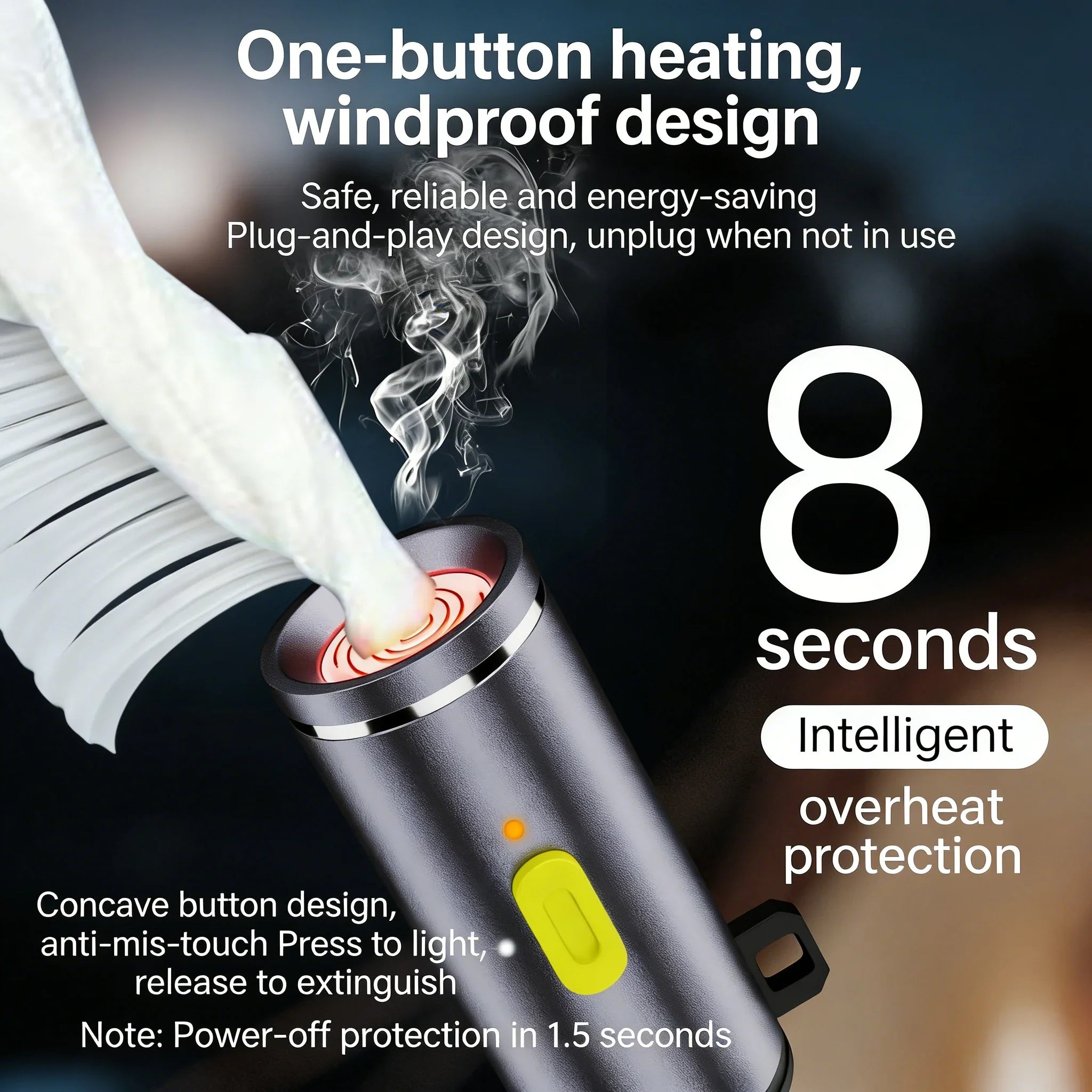 Mini USB-C Electric Lighter - Flameless Compact Portable For Air Travel & Outdoor Activities