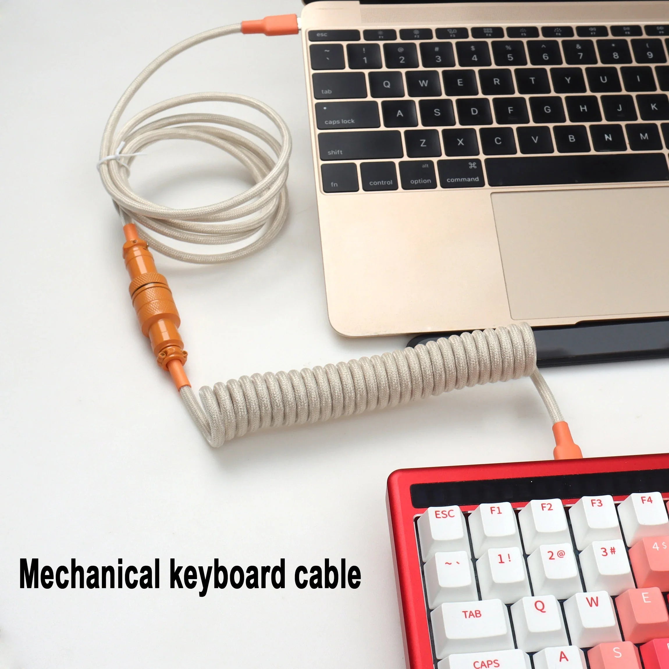 Mechanical Keyboard Type C to C End Coiled Cables with Detachable Aviator Connector Gaming Keyboard Wire