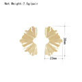 New Trendy Gold Color Leaf Flower Fan-Shaped Metal Stud Earrings Personalized Fashionable Luxury Cool Earrings