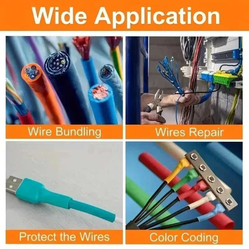 Heat-shrink Tubing Thermoresistant Tube Heat Shrink Wrapping Kit Electrical Connection Wire Cable Insulation Sleeved Protecter