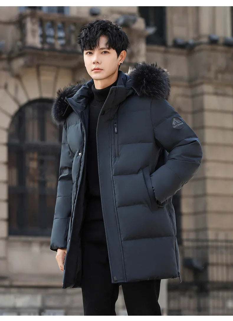 High Brand White Goose Down Jacket Coat Parka Men's Clothing Winter Padded Puffer Jackets Luxury Hooded Padding Outerwear HWY309
