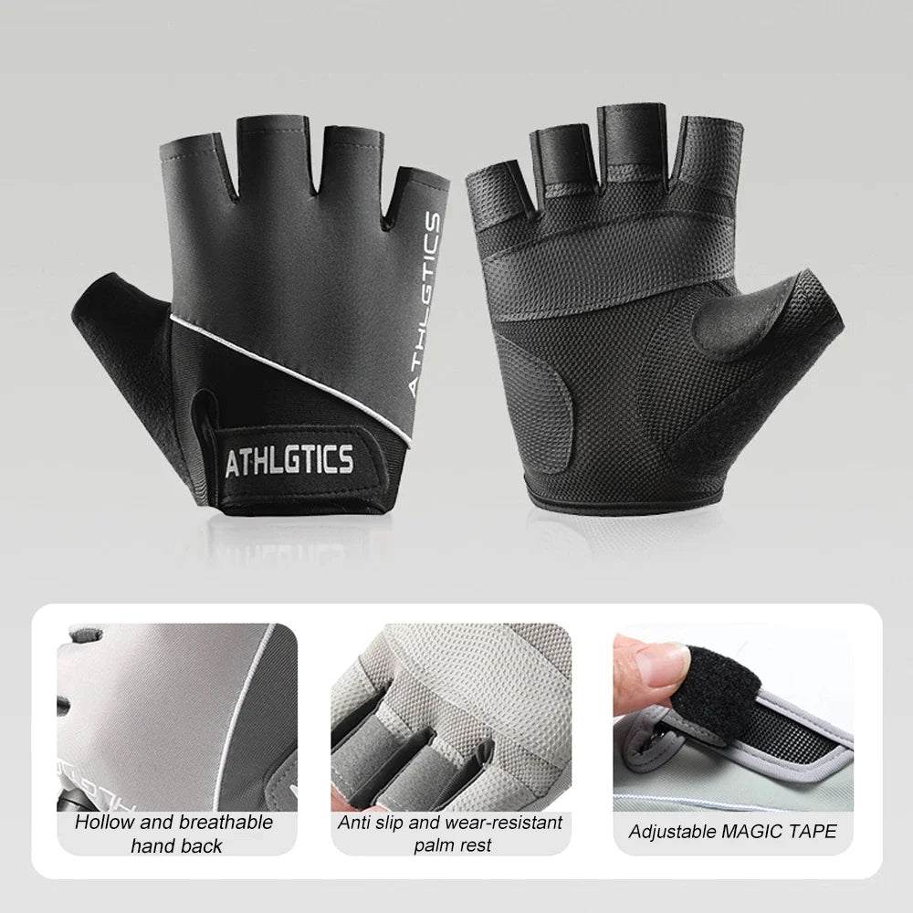 1Pair Breathable Cycling Gloves Workout Gym Gloves for Men Women Weight Lifting Fingerless Gloves Training Exercise Fitness