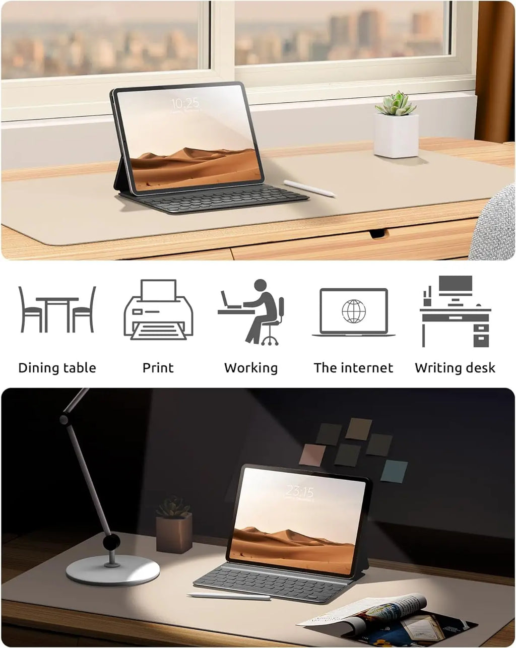 Large Mouse Pad,Office Desk Mat, Leather Desk Pad Protector, Non-Slip PU Leather Desk Blotter, Laptop Desk Pad