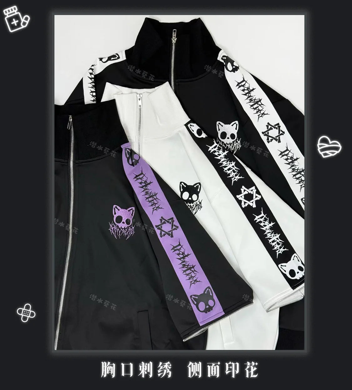 Japanese Style Halloween Gothic Clothes Anime Subculture Sweatshirt Coat Women Girls Punk College Style Black Hoodies Jacket