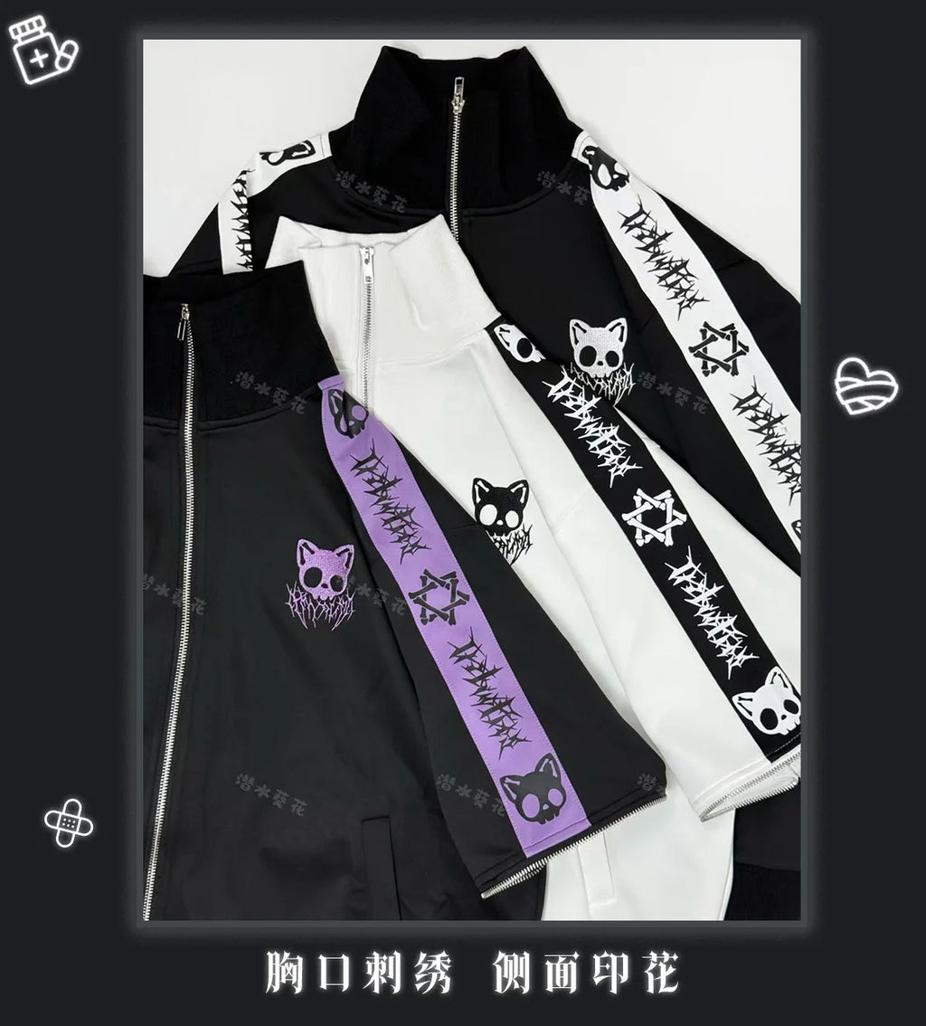 Japanese Style Halloween Gothic Clothes Anime Subculture Sweatshirt Coat Women Girls Punk College Style Black Hoodies Jacket
