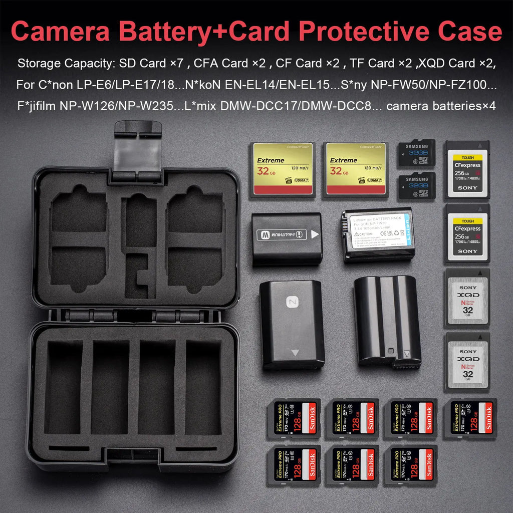 FOMITO Portable Camera Battery Case Memory Card Organizer Holder Waterproof Storage box for Canon Nikon Sony NP-FZ100 Battery