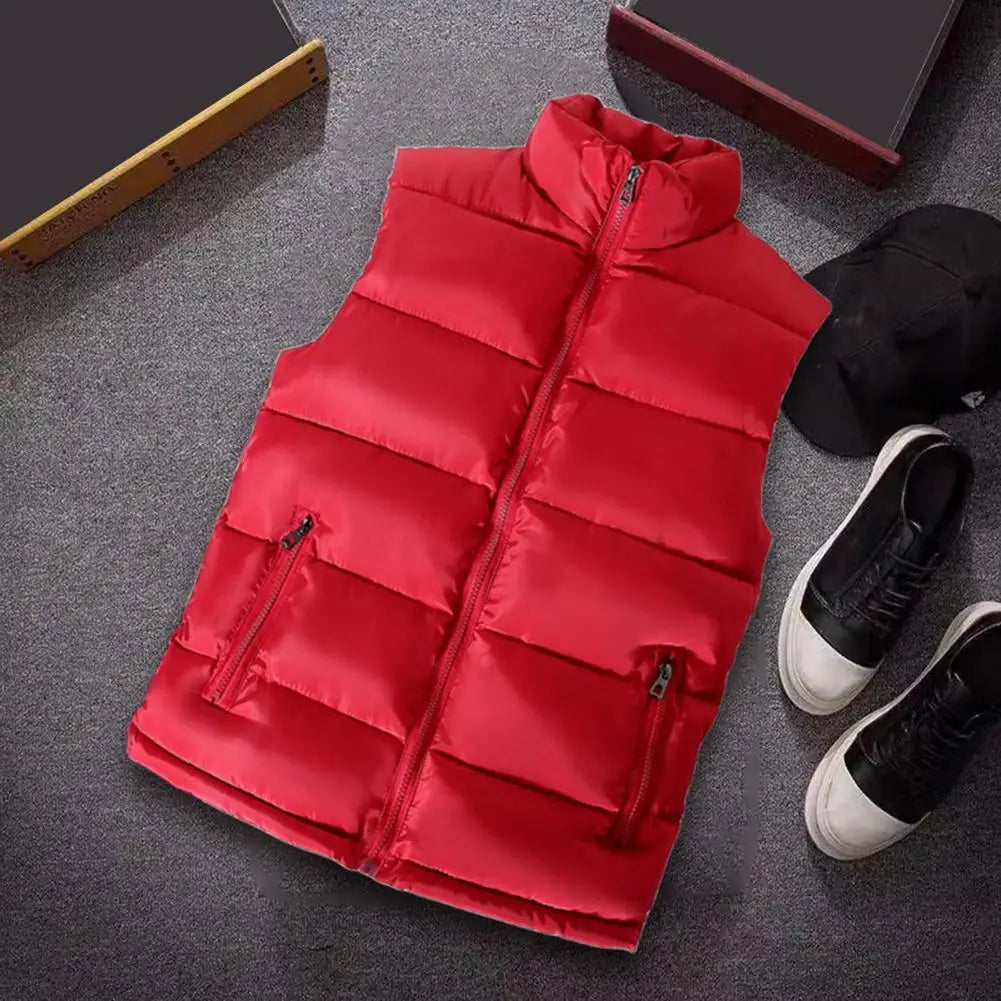 Men Vest Jacket Men Slim Fit Stand Collar Sleeveless Puffer Jackets Winter Casual Waistcoat Men Warm Coat Cold Weather Outerwear